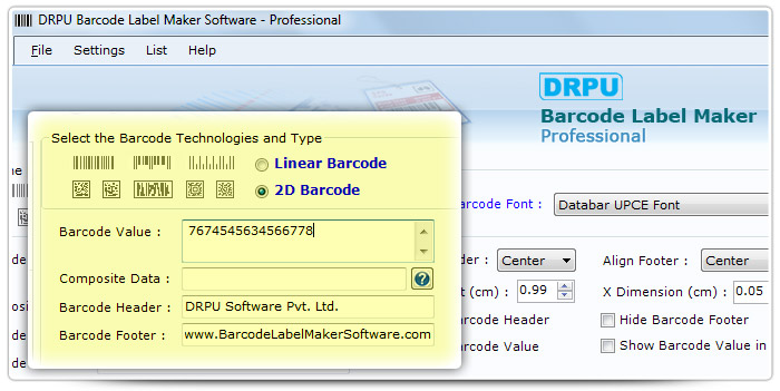 Barcode label Maker Software Designed Databar UPCE Font