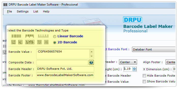 Barcode label Maker Software Designed Databar Stacked Omni Font