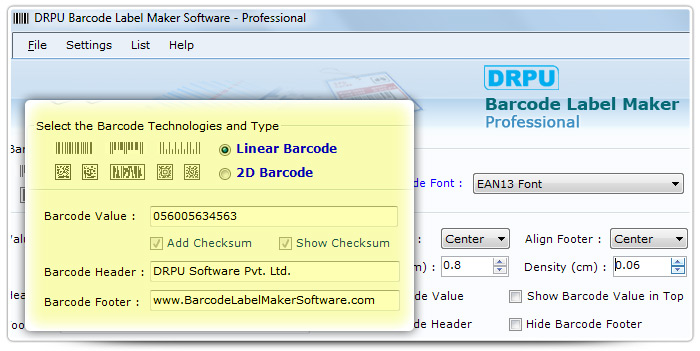 Barcode label Maker Software Designed EAN 13 Font