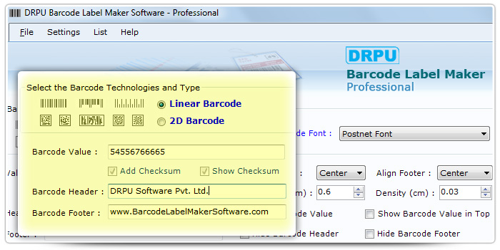 Barcode label Maker Software Designed Postnet Font