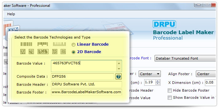 Barcode label Maker Software DesignedDatabar Truncated Font