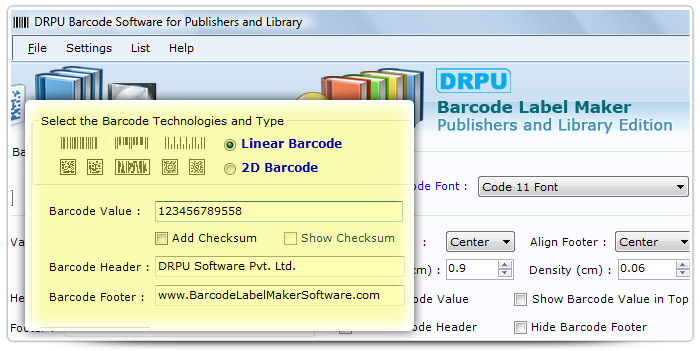 Barcode label Maker Software Designed Code 11 Font
