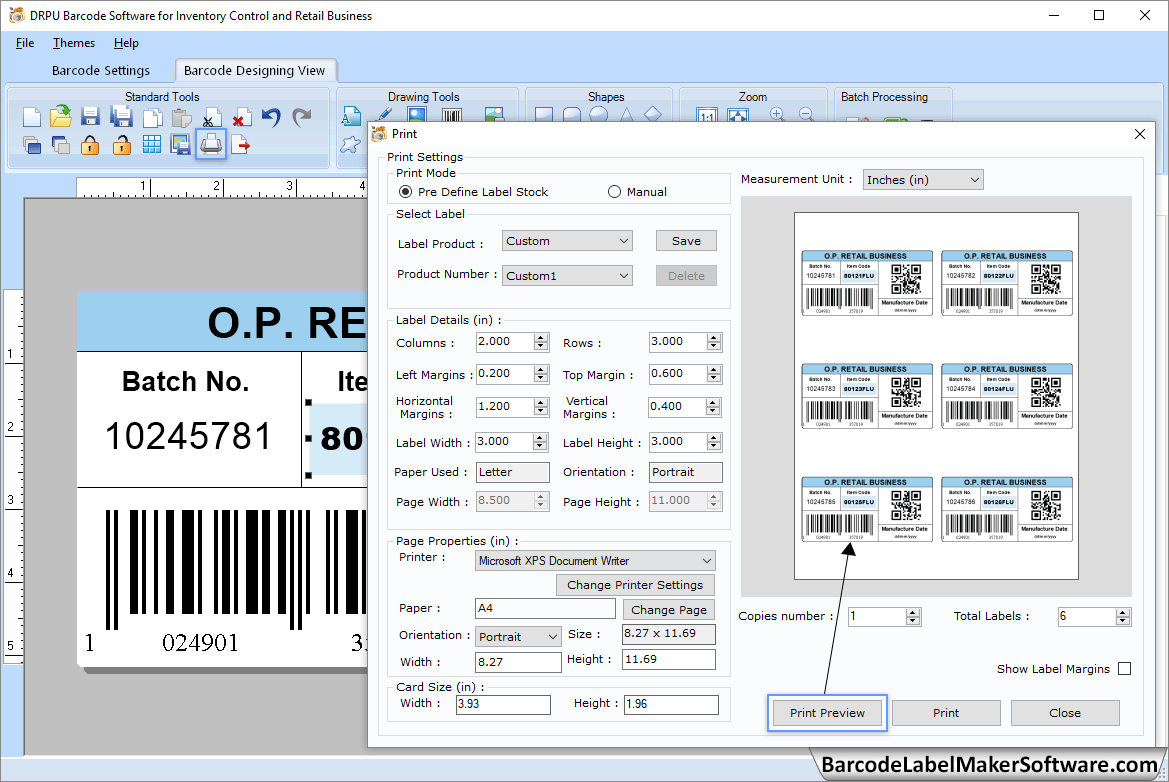 Screenshots of Barcode Label Maker Software for Retail Business to