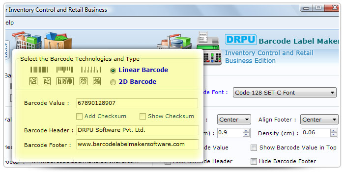 Barcode label Maker Software Designed Code 128 Set C Font