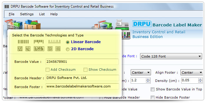 Barcode label Maker Software Designed Code 128 Font