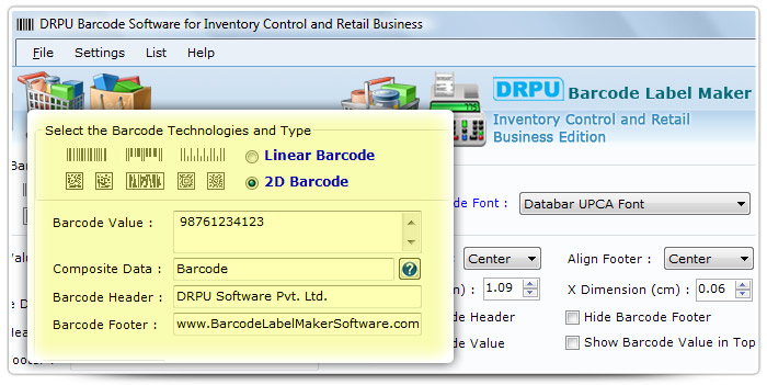 Barcode label Maker Software Designed Databar UPCA Font
