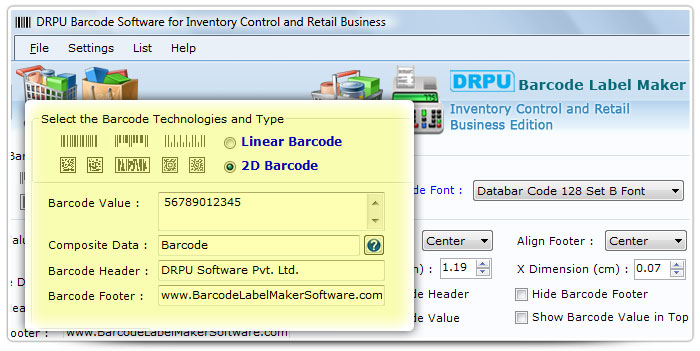 Barcode label Maker Software Designed Databar Code 128 Set B Font
