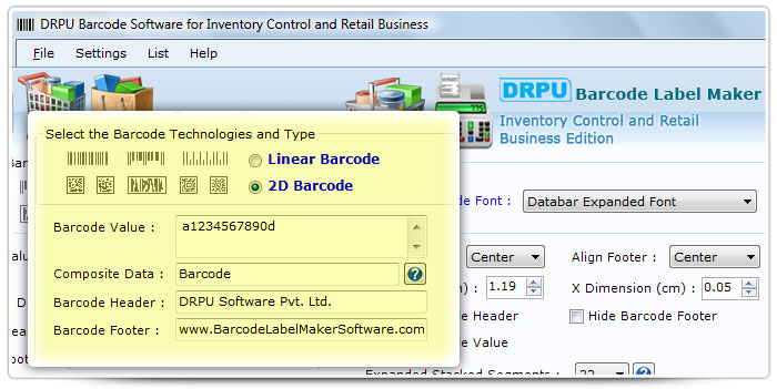 Barcode label Maker Software Designed Databar Expanded Font