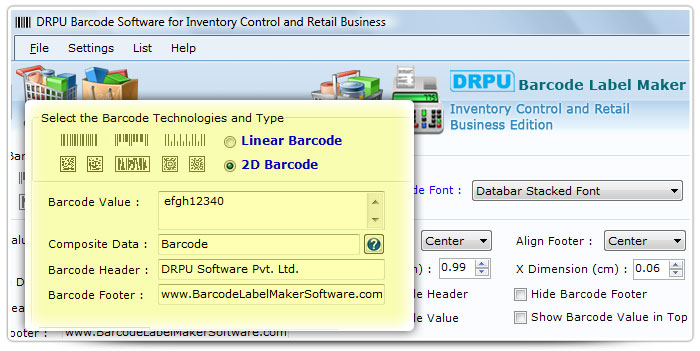 Barcode label Maker Software Designed Databar Stacked Font