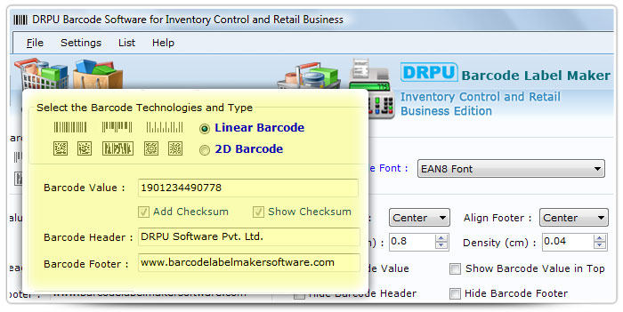 Barcode label Maker Software Designed EAN8 Font