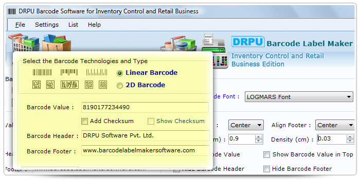 Barcode label Maker Software Designed Logmars Font