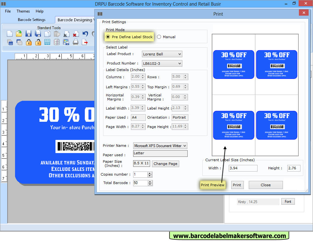 Screenshots of Barcode Label Maker Software for Retail Business to