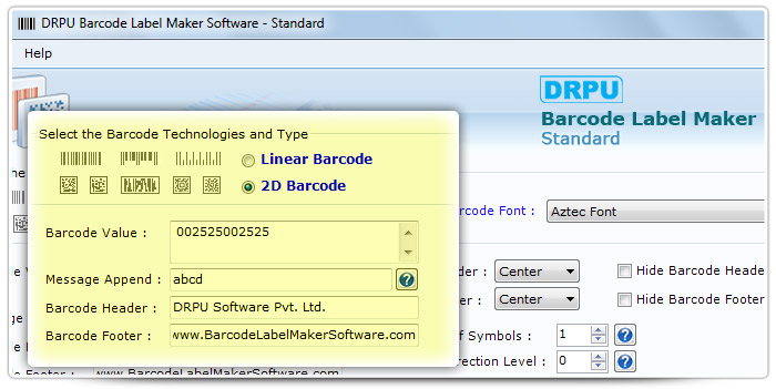 Barcode label Maker Software Designed Aztec Font