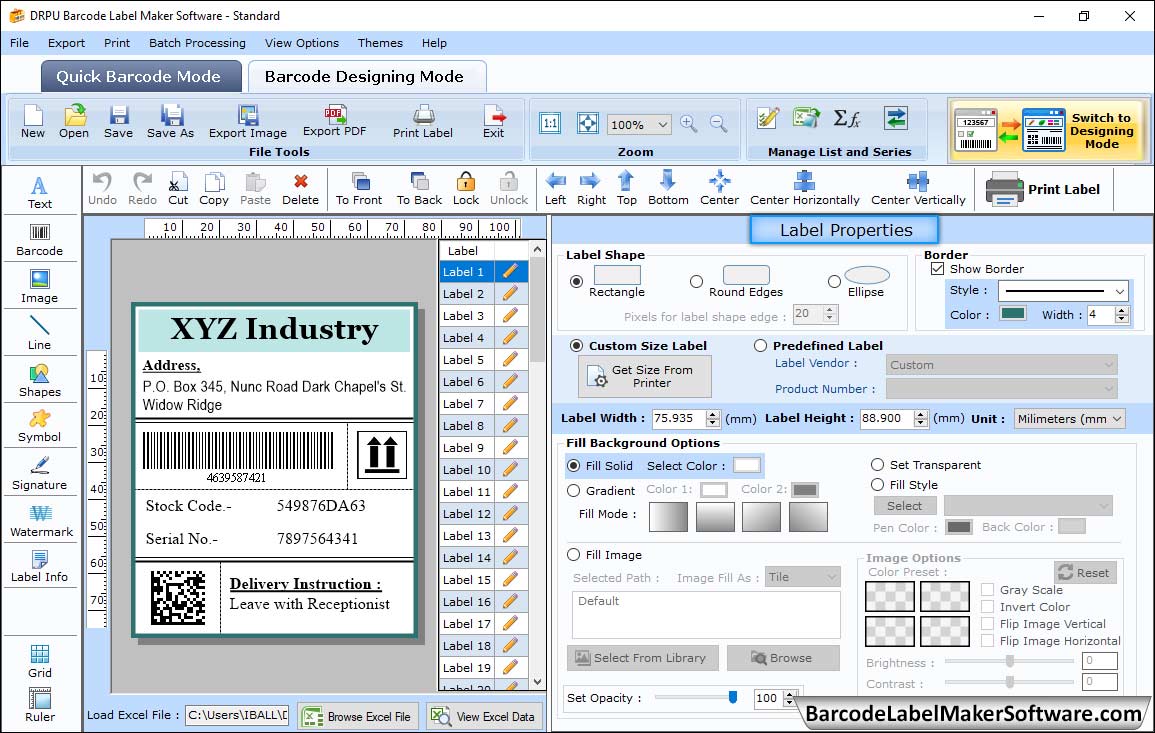 Barcode label maker software for standard