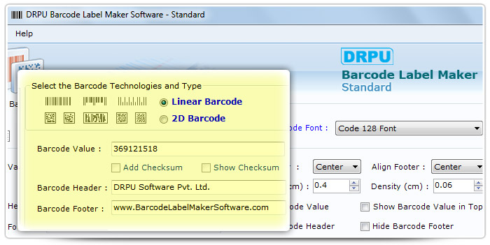 Barcode label Maker Software Designed  Code 128 Font