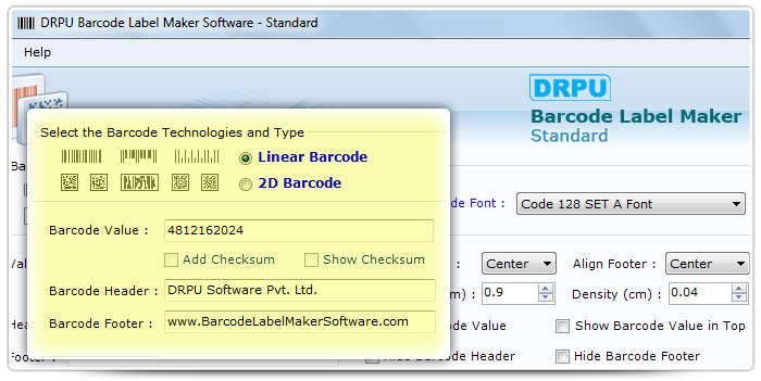 Barcode label Maker Software Designed Code 128 Set A  Font