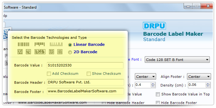 Barcode label Maker Software Designed Code 128 Set B Font