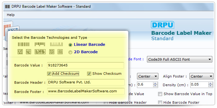 Barcode label Maker Software Designed Code 39 Full ASCII Font