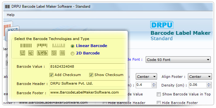 Barcode label Maker Software Designed Code 93 font