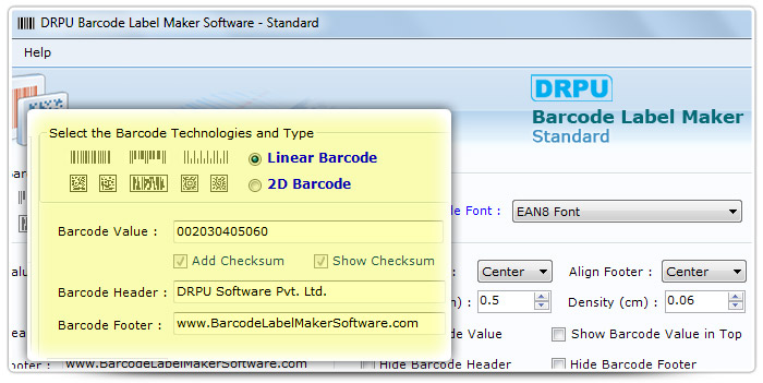 Barcode label Maker Software Designed EAN8  Font