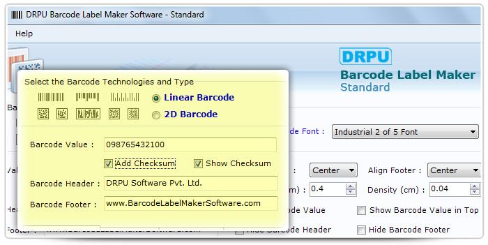Barcode label Maker Software Designed Industrail 2 of 5 Font