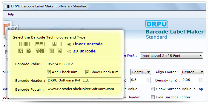 Barcode label Maker Software Designed  Interleaved 2 of 5 Font
