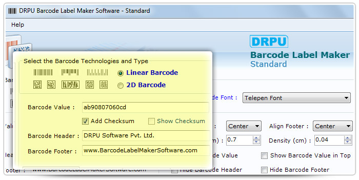 Barcode label Maker Software Designed  Telepen Font 