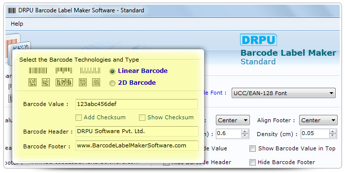 Barcode label Maker Software Designed UCC/EAN-128 Font