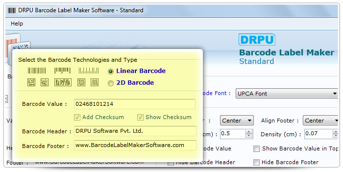 Barcode label Maker Software Designed  UPCA Font