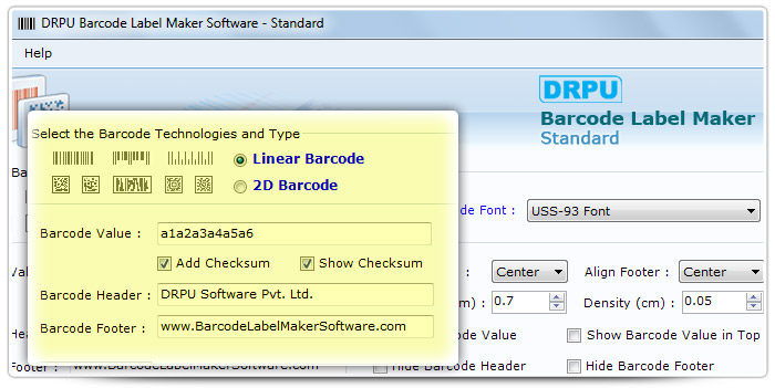 Barcode label Maker Software Designed USS-93 Font