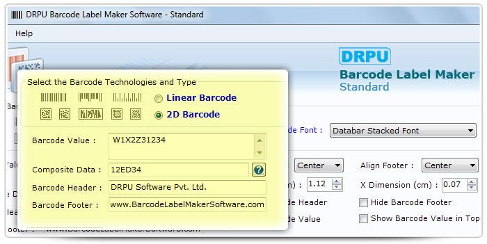 Barcode label Maker Software Designed Databar Stacked  Font