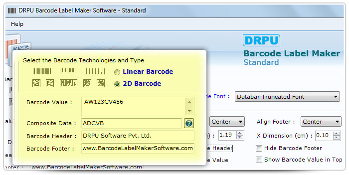 Barcode label Maker Software Designed Databar Truncated Font