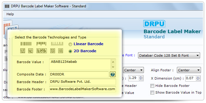 Barcode label Maker Software Designed Databar Code 128 Set B  Font 