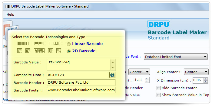 Barcode label Maker Software Designed  Databar Limited Font