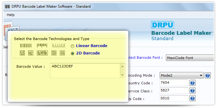 Barcode label Maker Software Designed  MaxiCode  Font