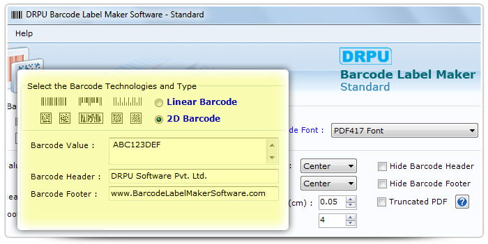 Barcode label Maker Software Designed PDF417  Font