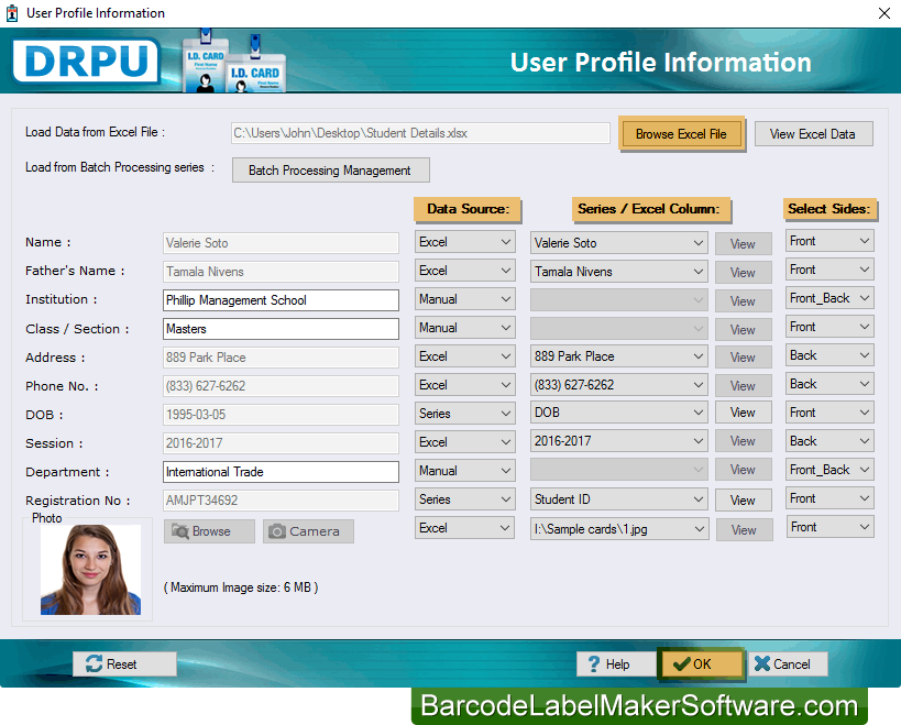 create id cards for group of students using student id cards maker