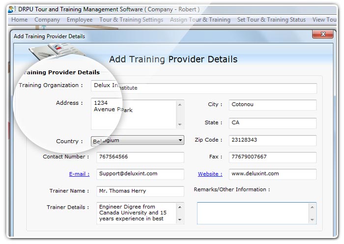 Adding Training Provider Details