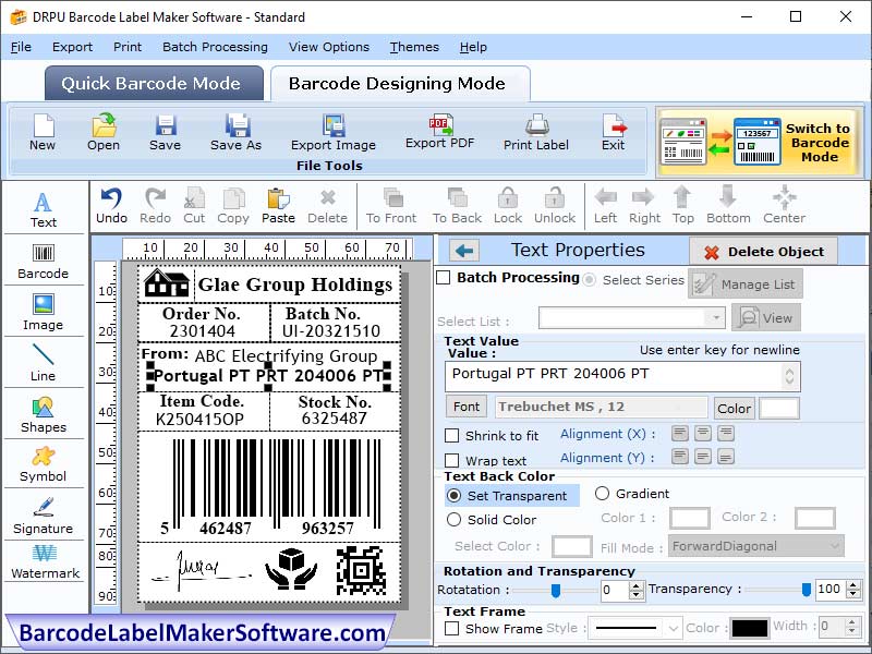 Barcode Label Maker Software 6.0.1.5 screenshot