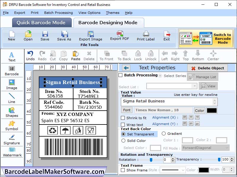 Manufacturing Industry Barcode Maker screen shot