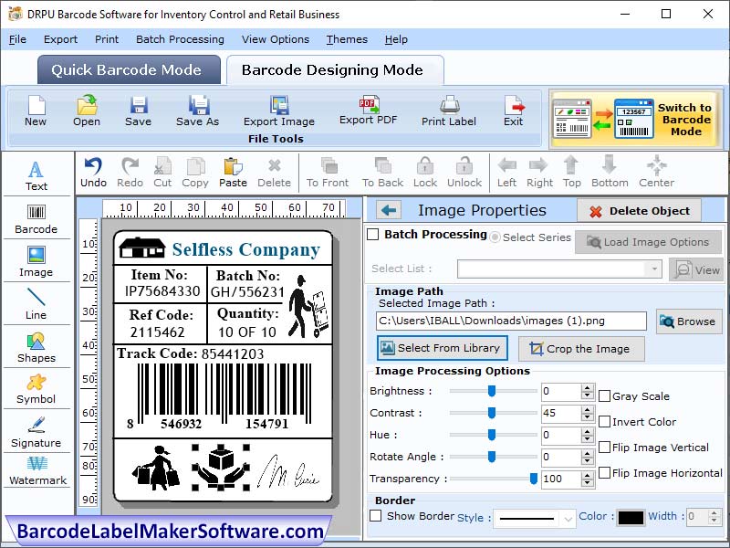 Screenshot of Retail Barcode Maker Software