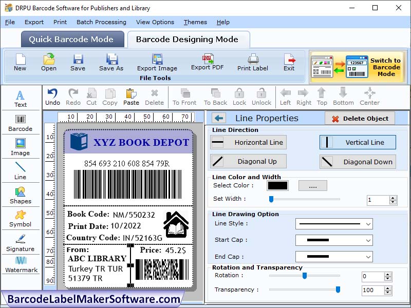 Screenshot of Books Barcode Label Maker Software