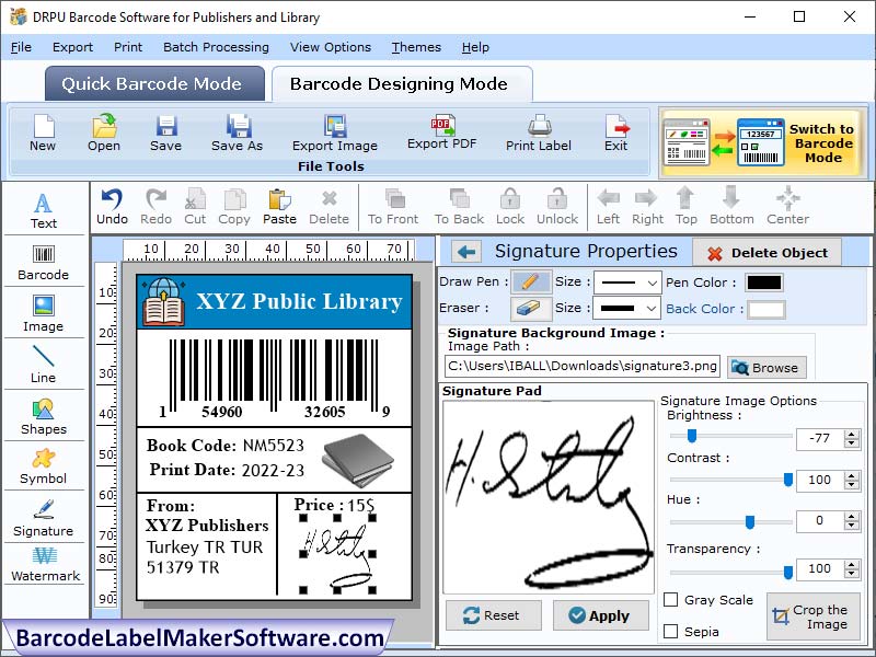 Screenshot of Publisher Software For Barcode Creation