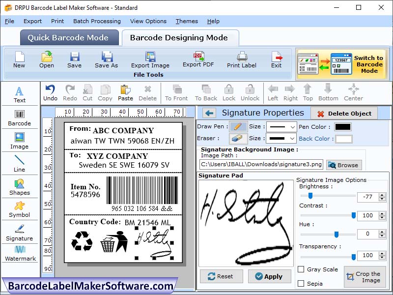 Screenshot of Standard Sticker Maker Software