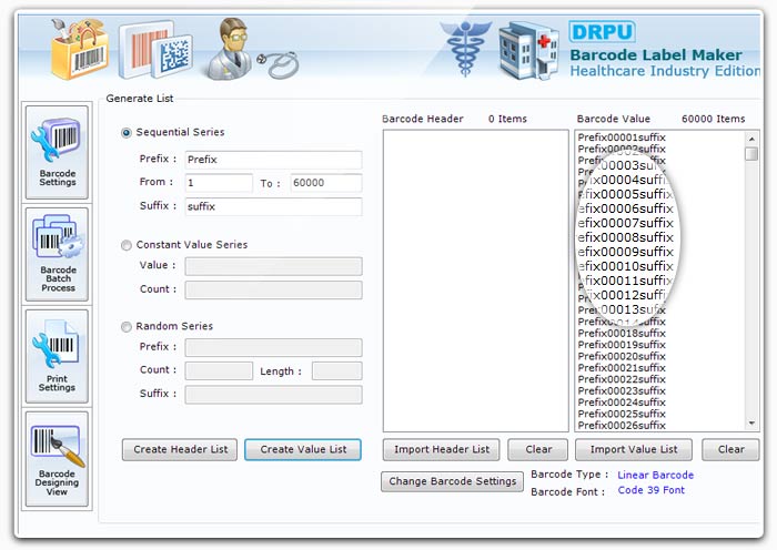 Generate Barcode List using Sequential Series