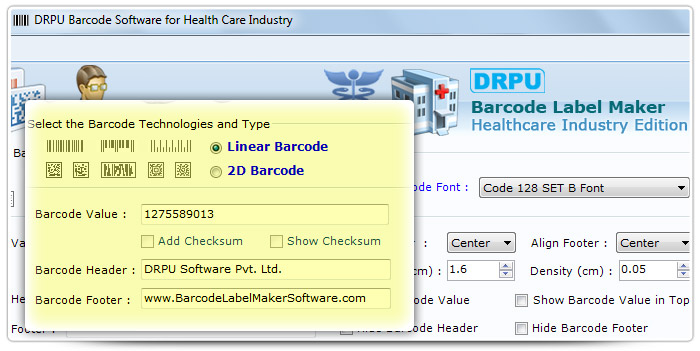 Barcode label Maker Software Designed Code 128 Set B Font