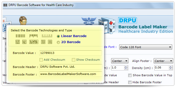 Barcode label Maker Software Designed Code 128 Font