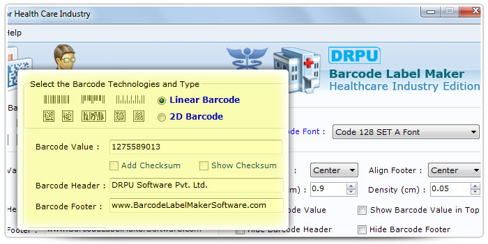 Barcode label Maker Software Designed Code 128 Set A Font