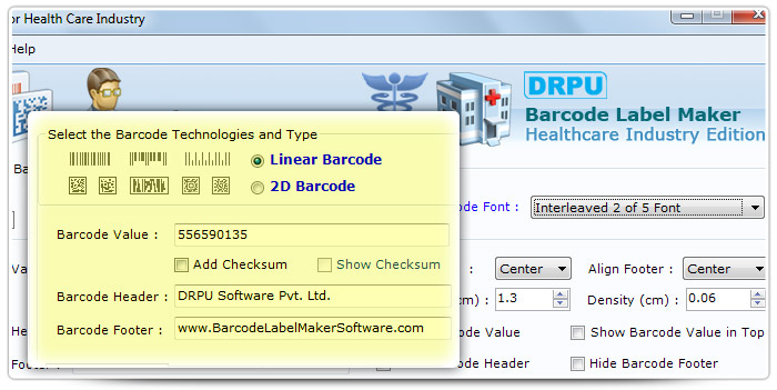 Barcode label Maker Software Designed Interleaved 2 of 5 Font