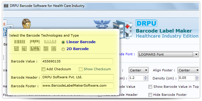 Barcode label Maker Software Designed Logmars Font